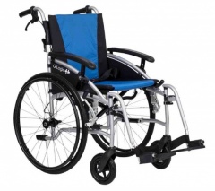 Van os Medical Excel G Logic Lightweight Self Propelled Wheelchair 18'' Silver Frame  Blue and Black Upholstery Standard Seat